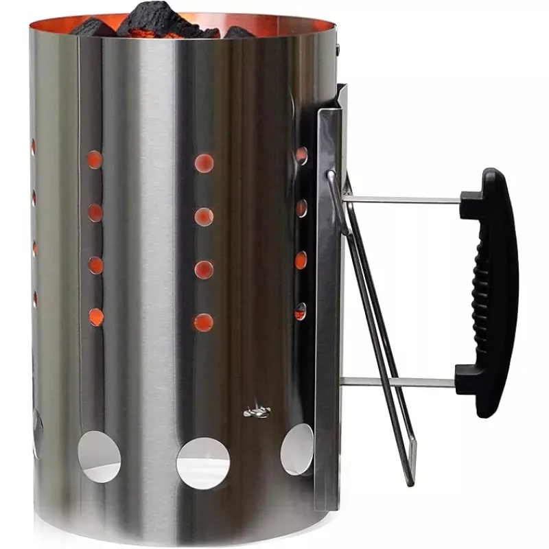 The Bincho Grill Stainless Steel Charcoal Chimney StarterPerfect for Binchotan Charcoal & All Lump Charcoals, Built for Extreme Heat, Rust Resistant, Heat Shield Handle