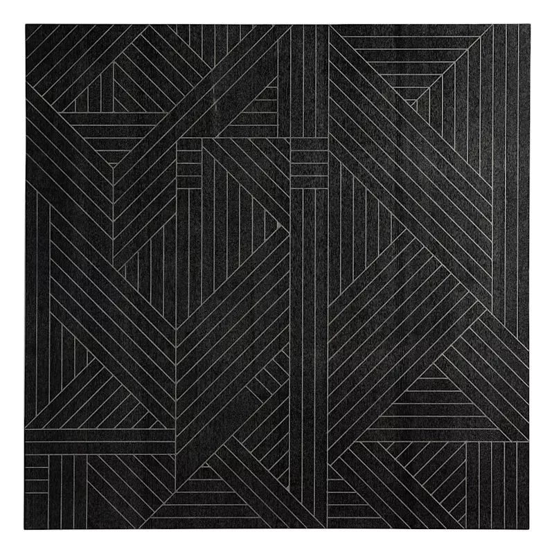 Black Abstract Wooden Wall Art, 39"