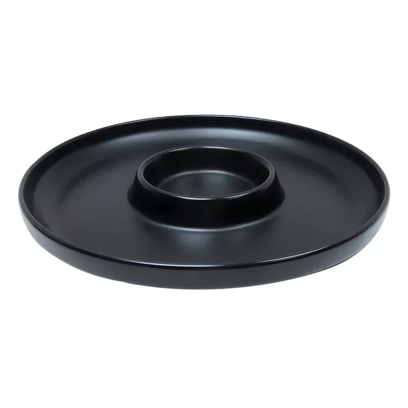 Black Ceramic Chip & Dip Platter, 13"