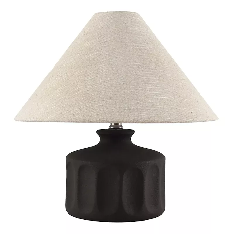 Black Ceramic Tapered Table Lamp with Shade, 16"
