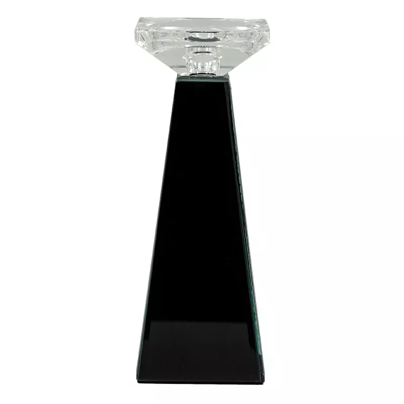 Black Glass Candle Holder, 10"