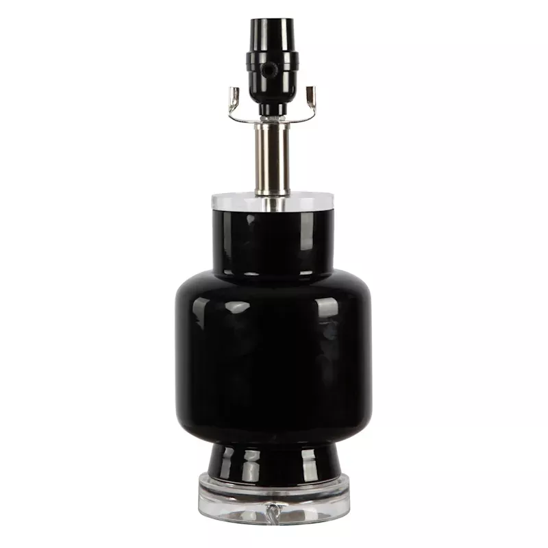 Black Glass Modern Accent Lamp, 14"