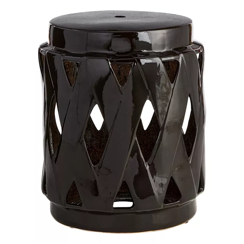 Black Lattice Ceramic Plant Stand, Medium