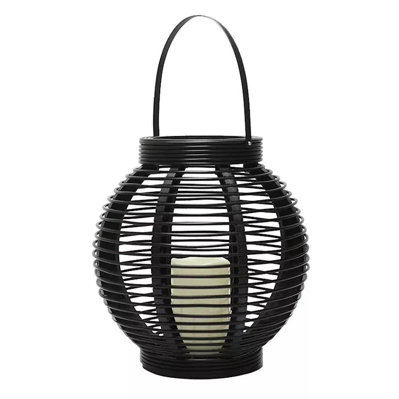 Black LED Outdoor Lantern with Timer, Large