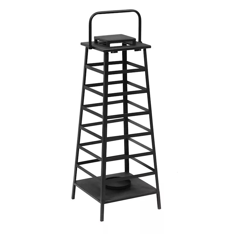 Black Metal Floor Lantern, 22"