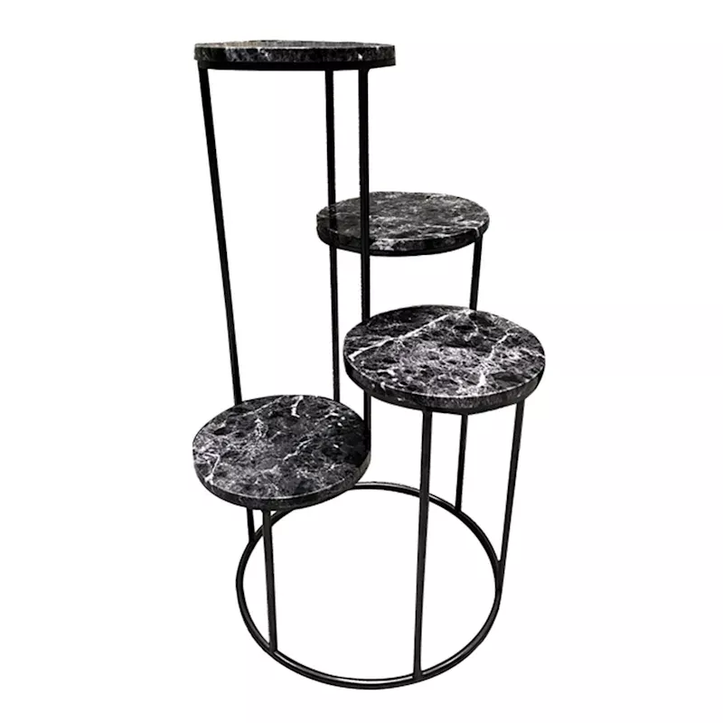 Black Metal Outdoor Plant Stand, Large