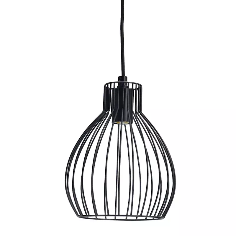 Black Metal Wire Hardwire Pendant Light, 10"