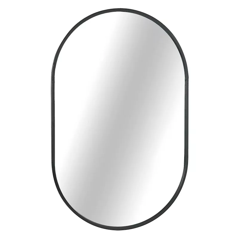 Black Oval Wall Mirror, 24x38