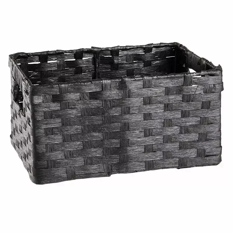 Black Paper Rope Rectangle Storage Basket, Medium