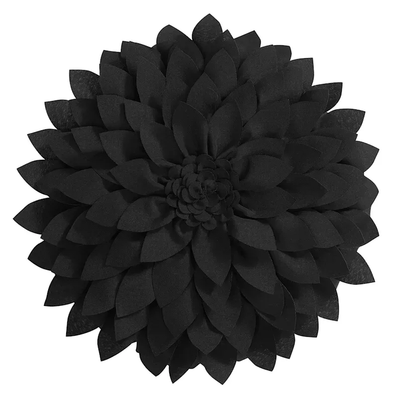Black Petal Outdoor Throw Pillow, 18"