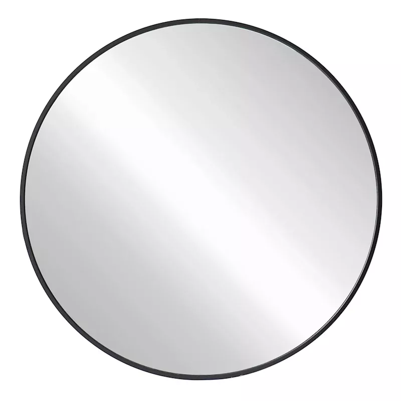 Black Round Wall Mirror, 30"