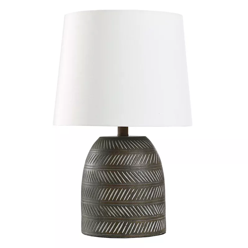 Black Speckled Table Lamp with Shade, 20"