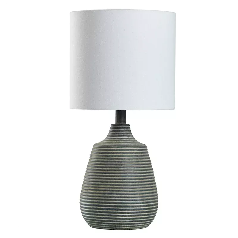 Black Striped Table Lamp with Shade, 19"