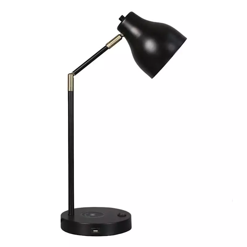 Black Tech Desk Lamp with Wireless Charging Base, 20"
