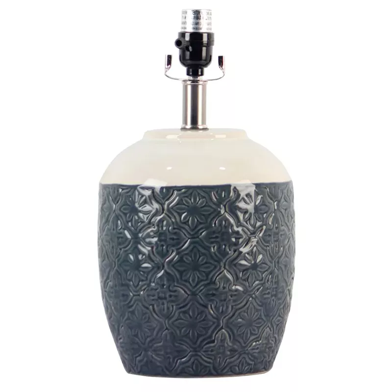 Black Textured Ceramic Lamp Base, 14.5"