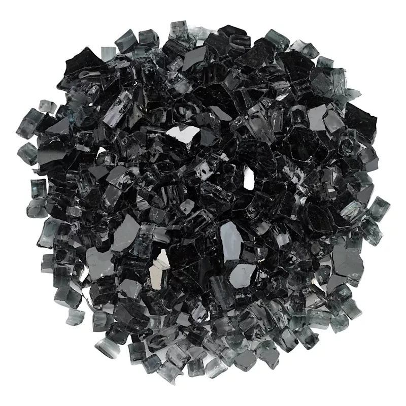 Black Thick Reflective Fire Glass, 5.5"
