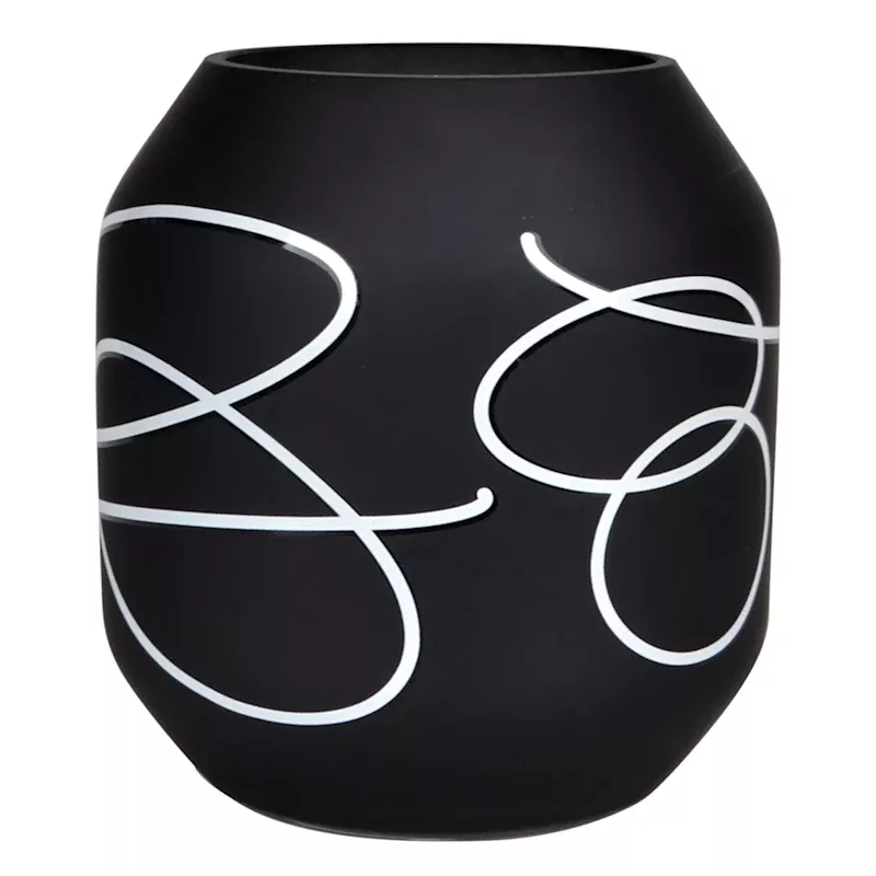Black & White Abstract Glass Vase, 6"