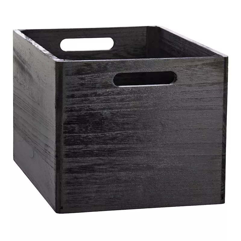 Black Wooden Storage Basket Set, Medium