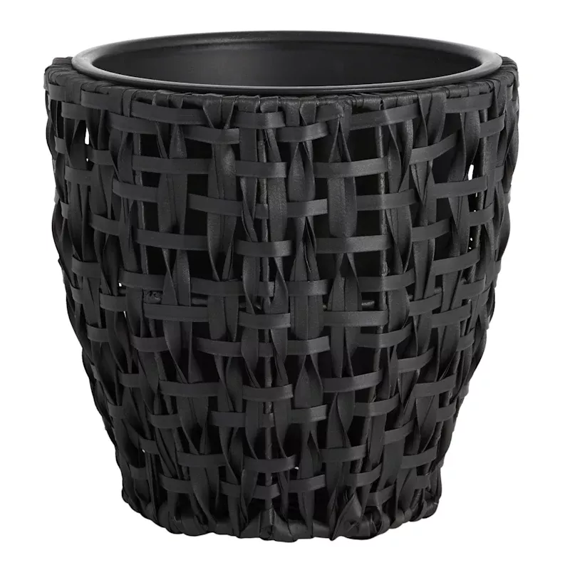 Black Woven Plicker Outdoor Planter, Medium
