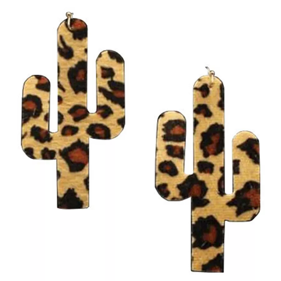 Blazin Roxx Women's Leopard Cactus Style Dangle Earrings