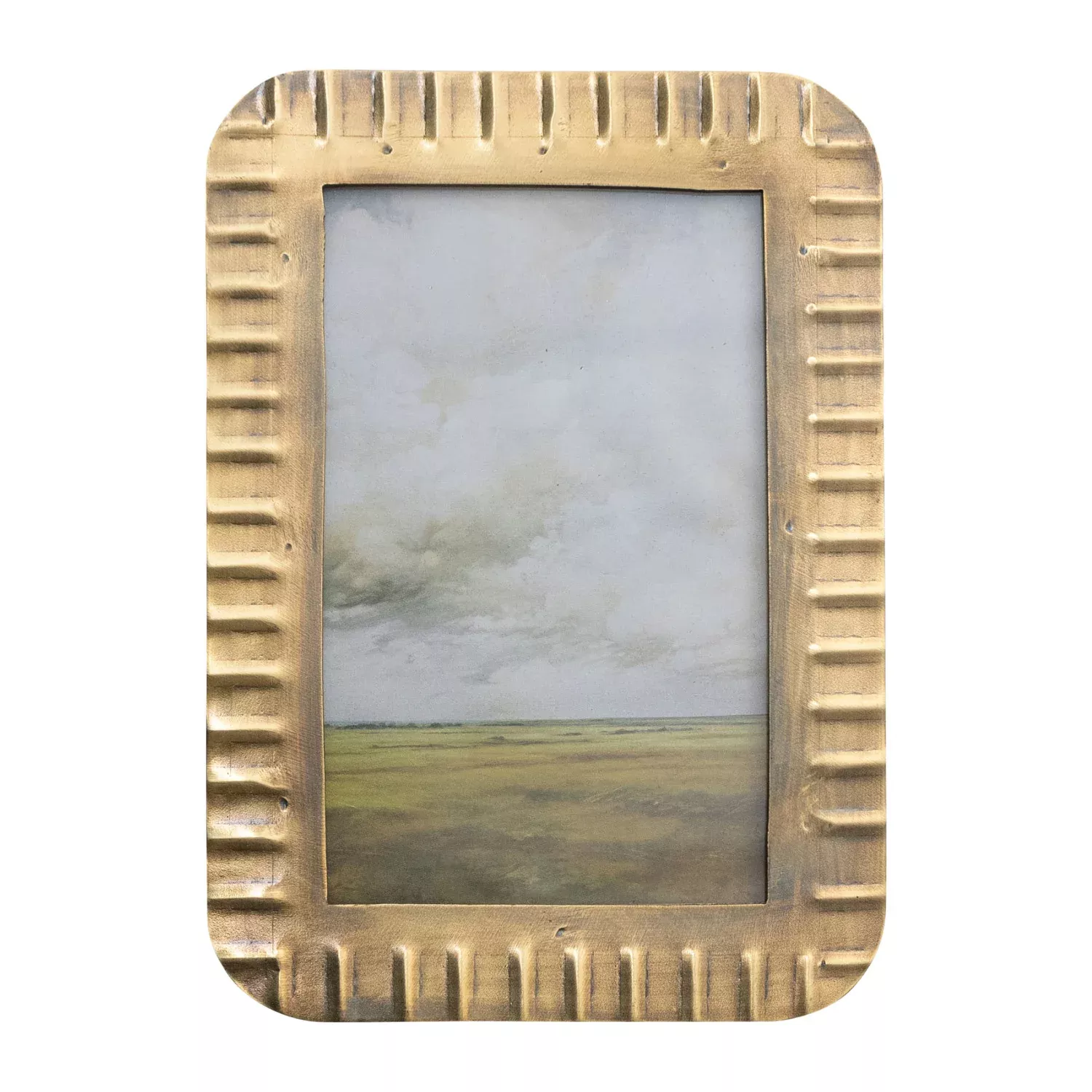 Bloomingville - Antique Brass Finish Ribbed Photo Frame