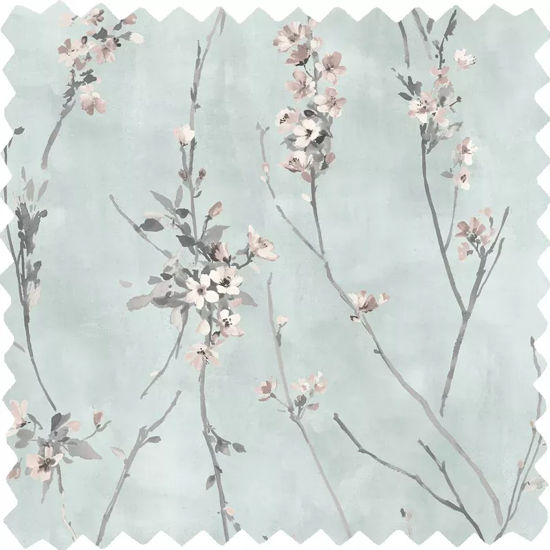 Blossom Duck Egg Blue Linen Fabric