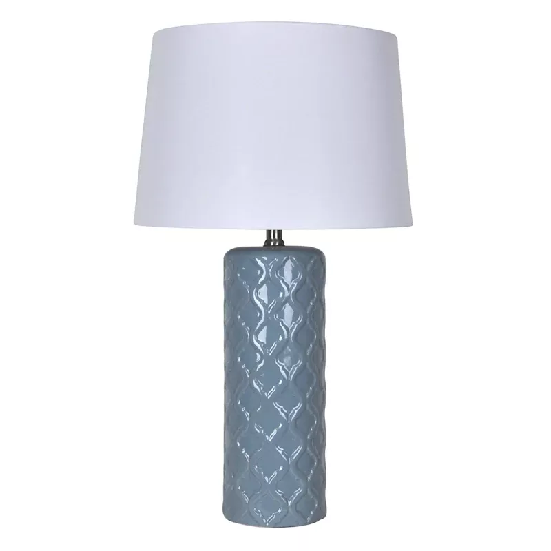 Blue Ceramic Textured Table Lamp with Shade, 26"