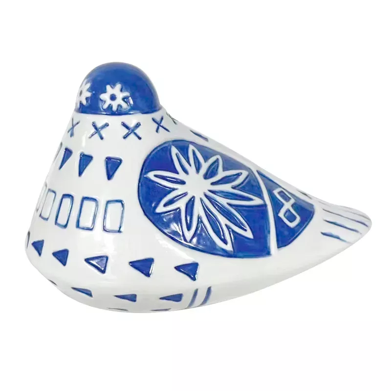 Blue Ceramic Tonala Bird Figurine, 7.5"