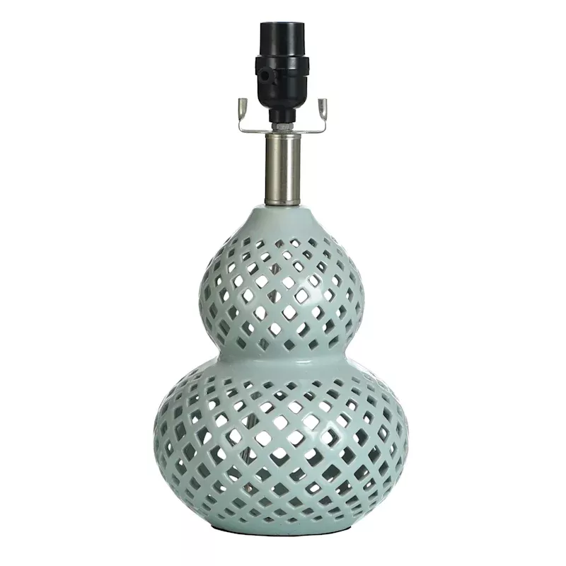 Blue Double Gourd Lattice Accent Lamp, 14"