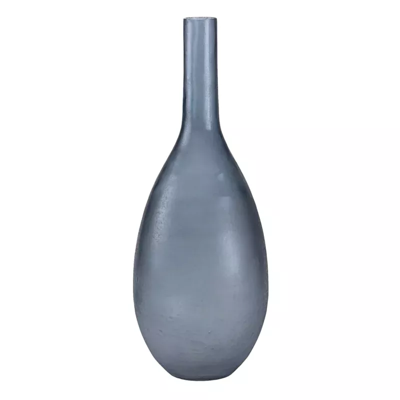 Blue Glass Bottle Vase, 19.5"