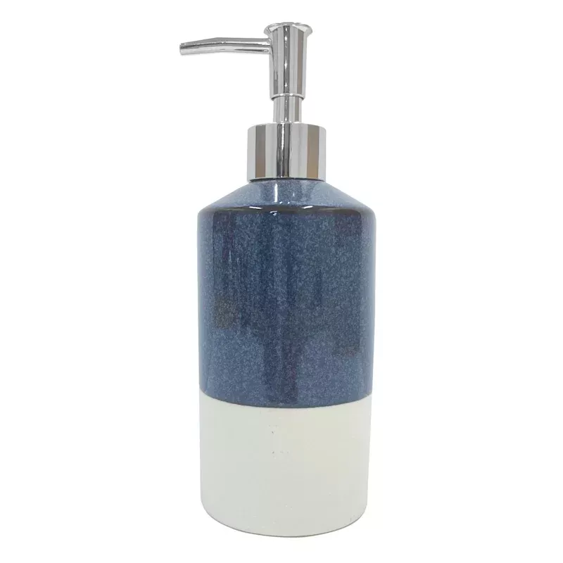 Blue Glazed Soap Dispenser, 5.5"