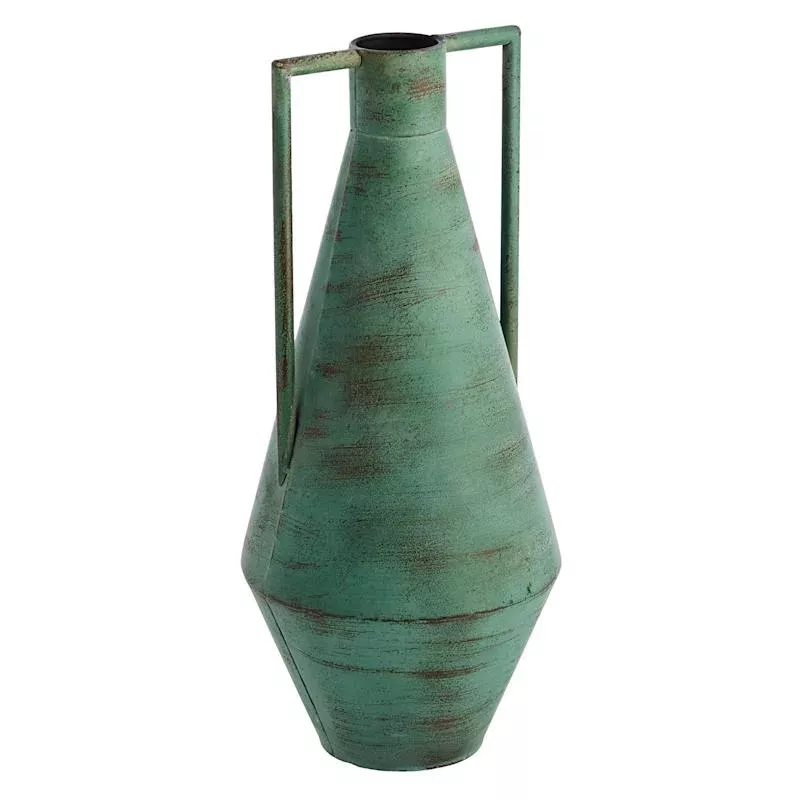Blue & Green Vase with Handles, 15"