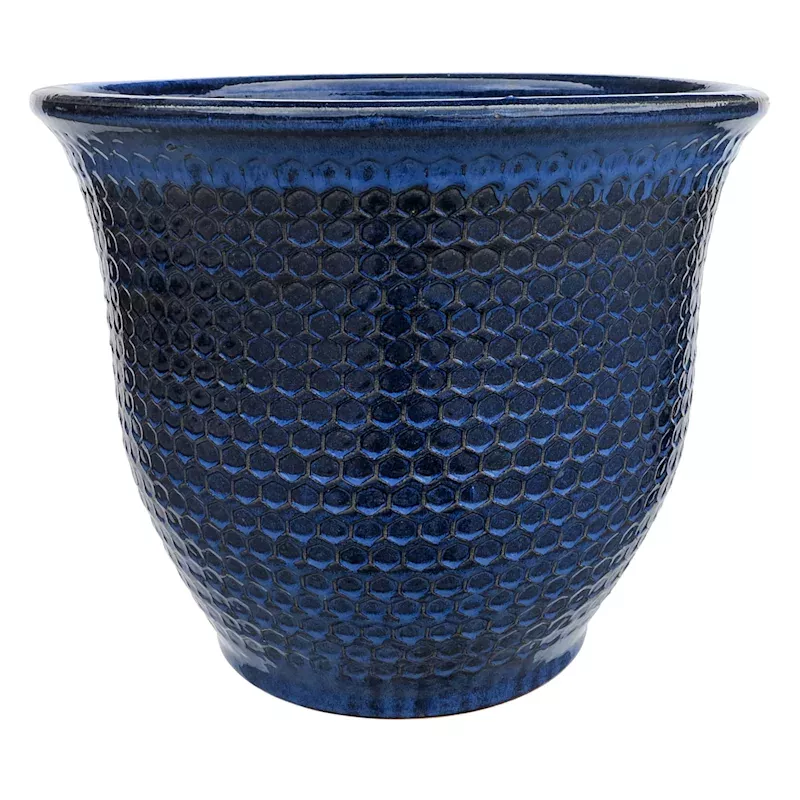 Blue Honeycomb Outdoor Planter, Extra Large