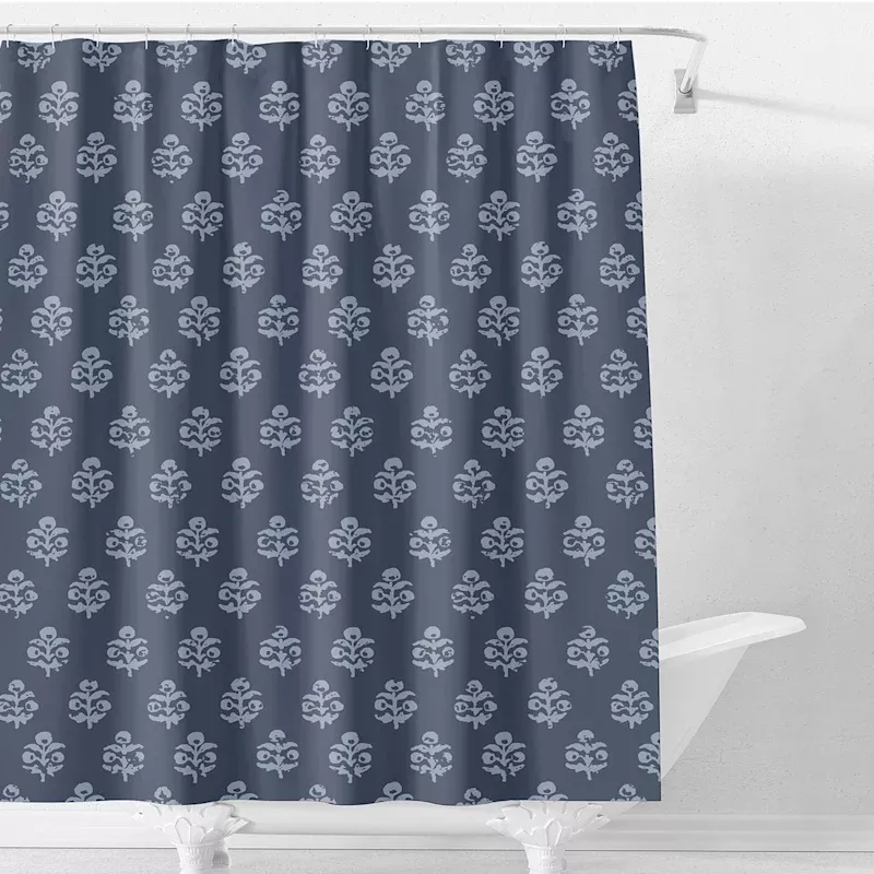 Blue Jennifer Floral Shower Curtain, 72"
