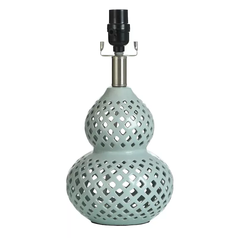 Blue Lattice Double Gourd Accent Lamp, 14"