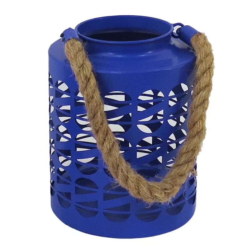 Blue Metal Lantern, 9"