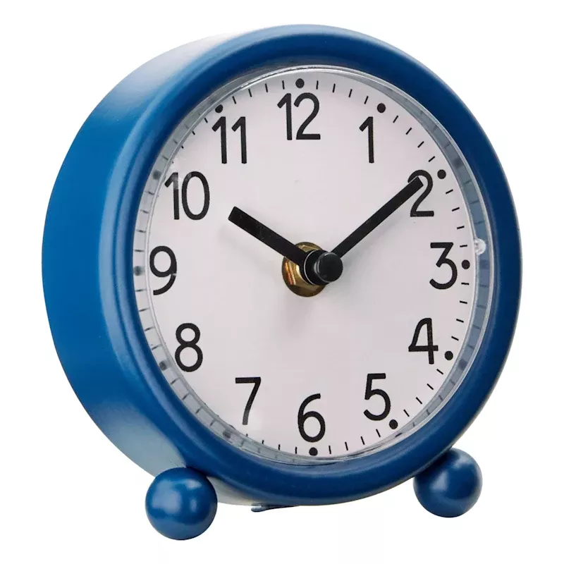 Blue Metal Round Clock, 5"