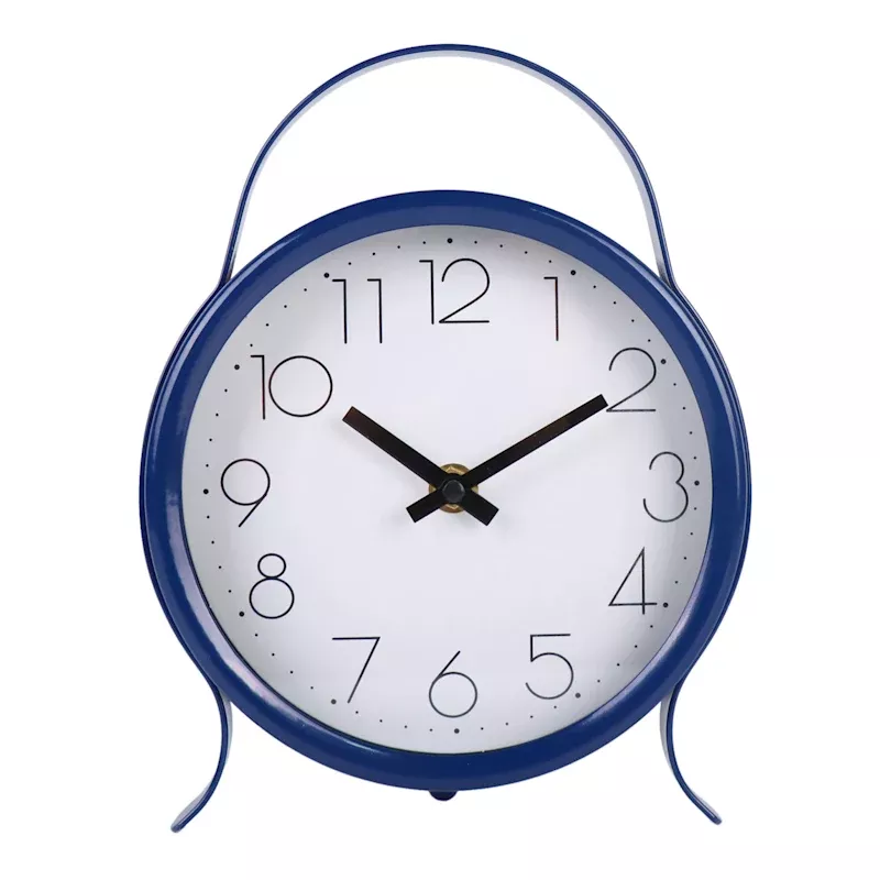 Blue Metal Round Clock, 7x9