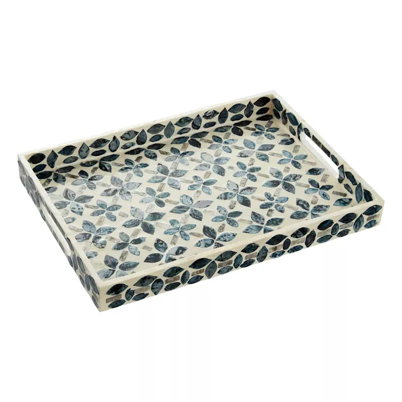Blue Mosaic Patterned Decorative Tray, 14x10