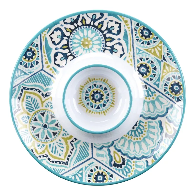 Blue Paisley Melamine Chip & Dip Tray, 13"