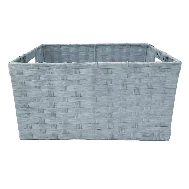 Blue Paper Rope Rectangle Storage Basket, Large