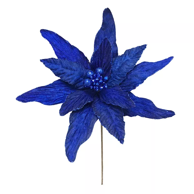 Blue Poinsettia Stem, 25"