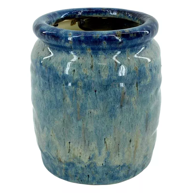 Blue Reactive Glaze Ceramic Vase, 5"