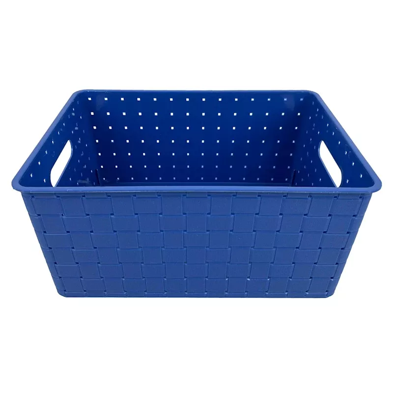 Blue Strap Weave Storage Basket, 15x11
