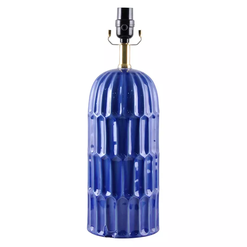 Blue Textured Ceramic Column Lamp, 18"