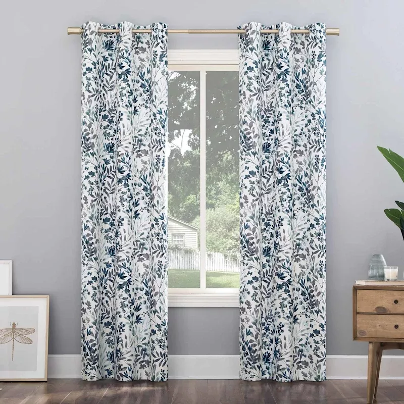 Blue Thermal Lined Blackout Grommet Curtain Panel, 84"