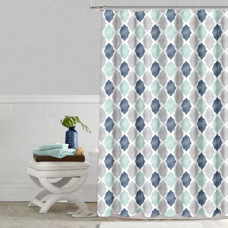 Blue Tile Toss Shower Curtain, 72"