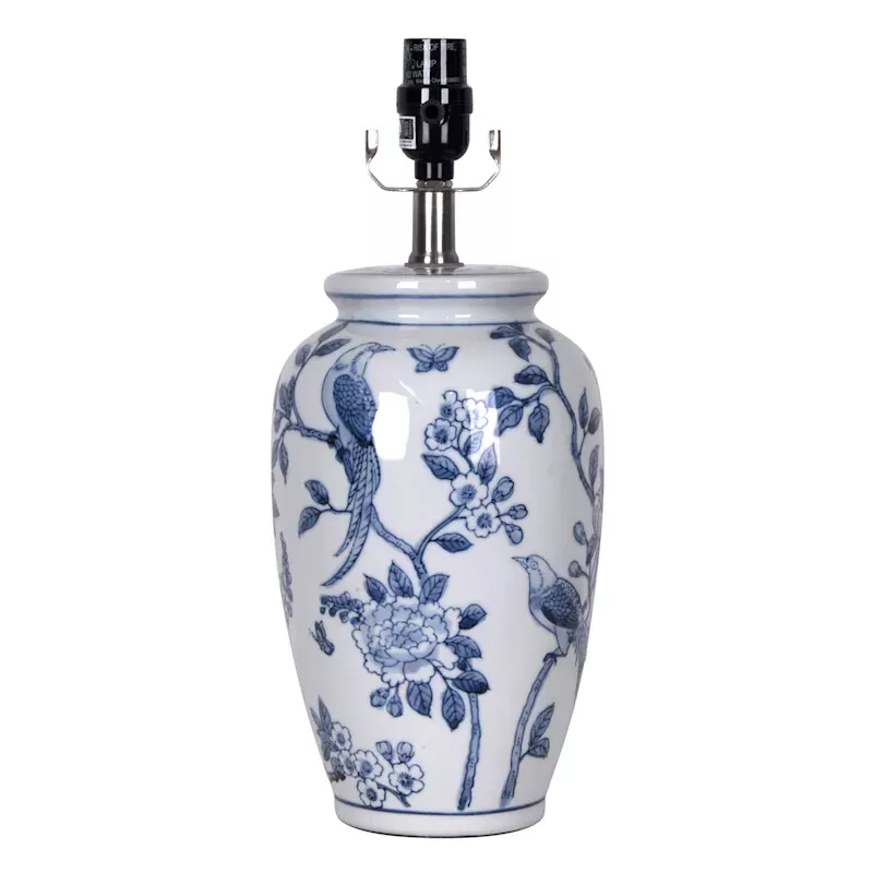 Blue & White Chinoiserie Lamp Base, 16"