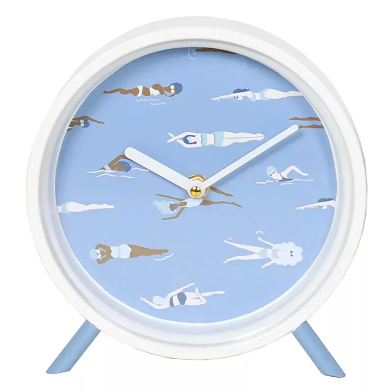 Blue & White Round Table Clock