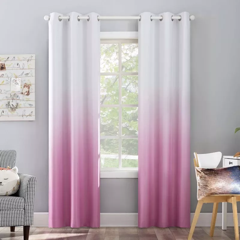 Blush Ombre Blackout Grommet Curtain Panel, 84"